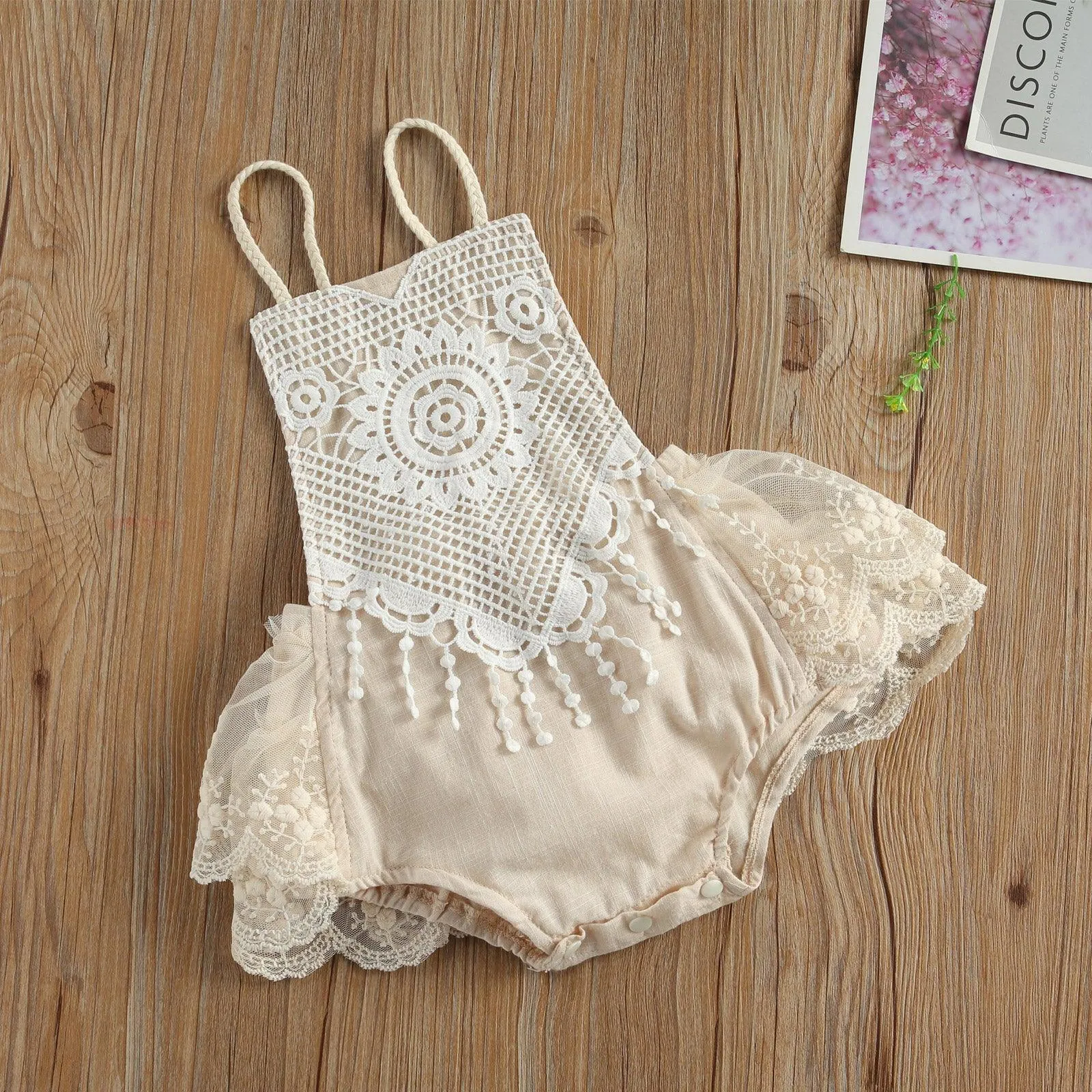 Lace Tassel Backless Dress