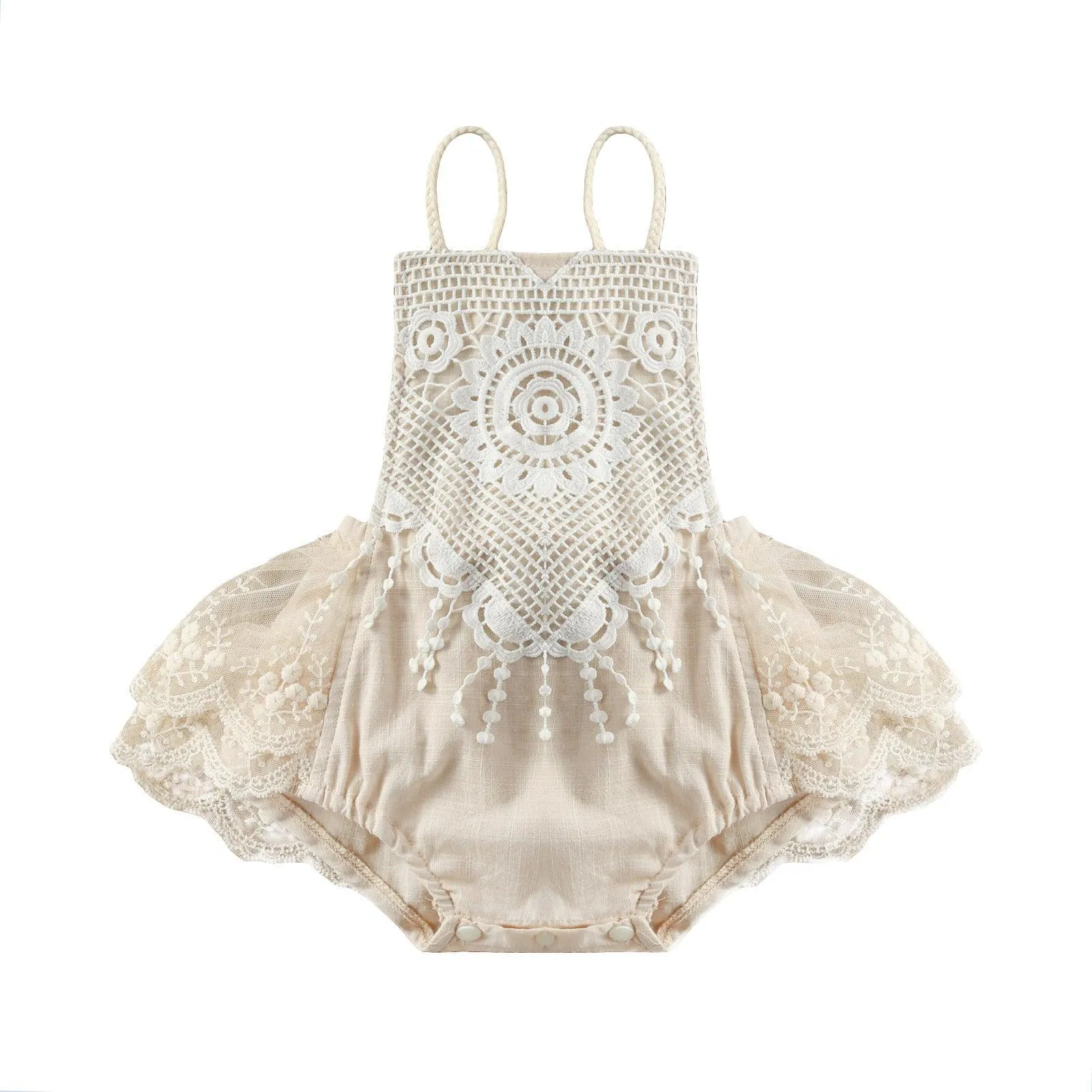 Lace Tassel Backless Dress