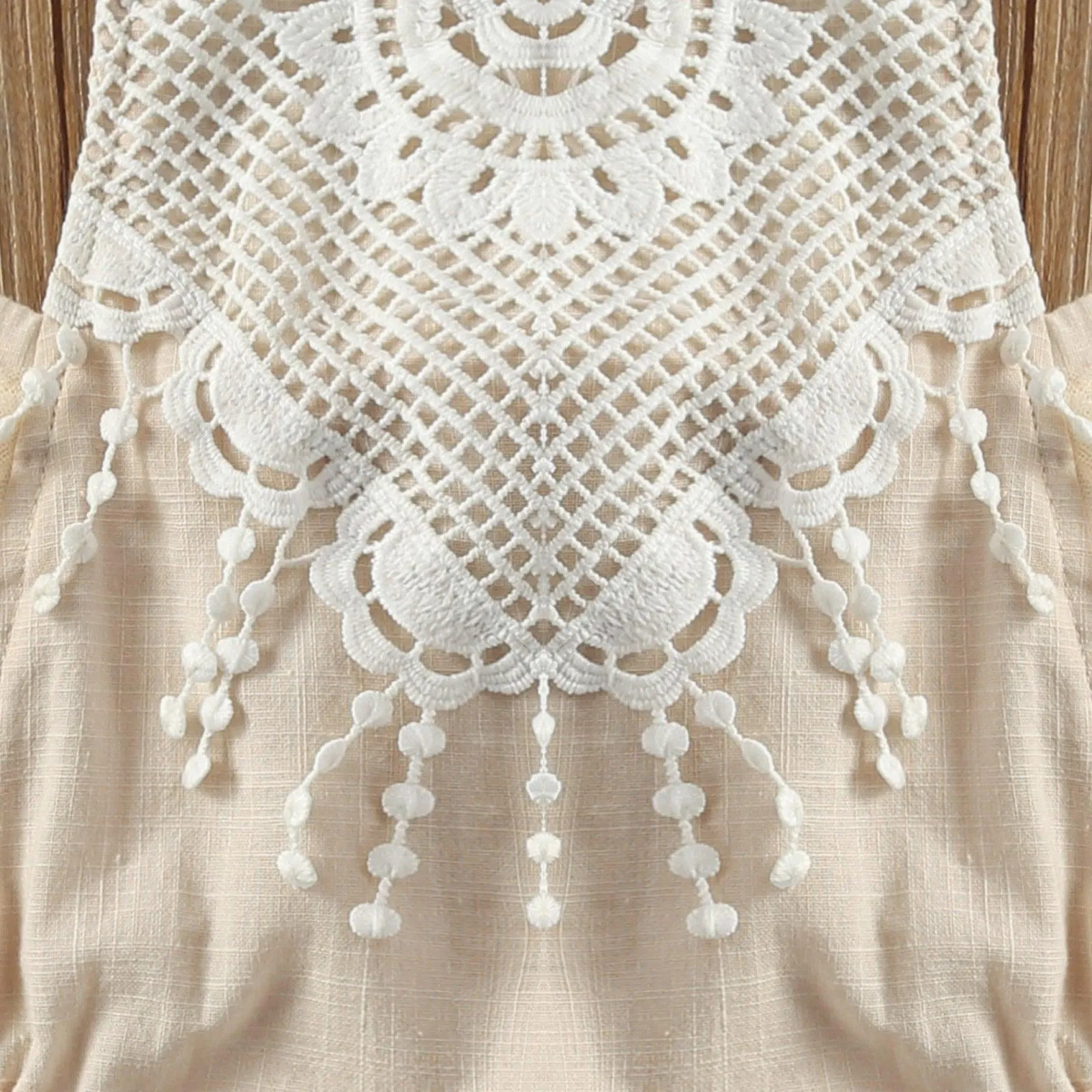 Lace Tassel Backless Dress
