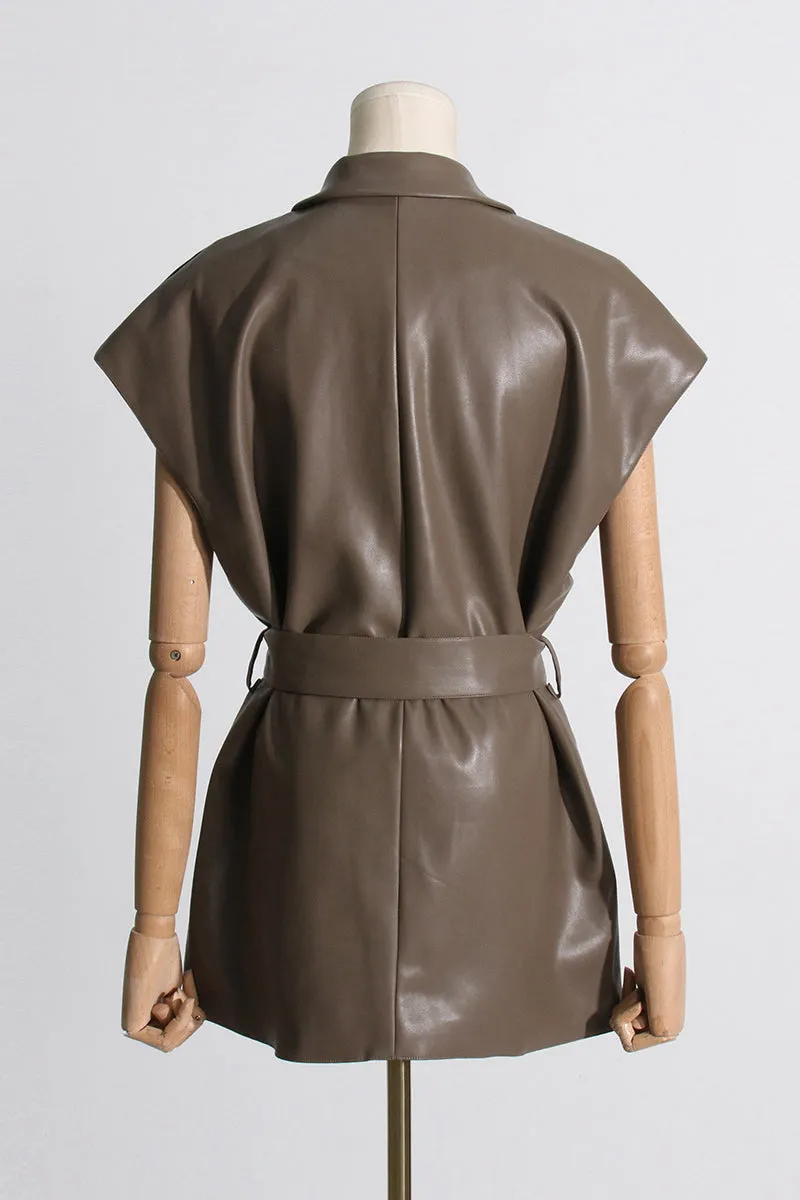 Lapel Tie Waist Vest