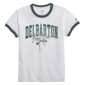 League LADIES Intramural Ringer Tee with Bow - White