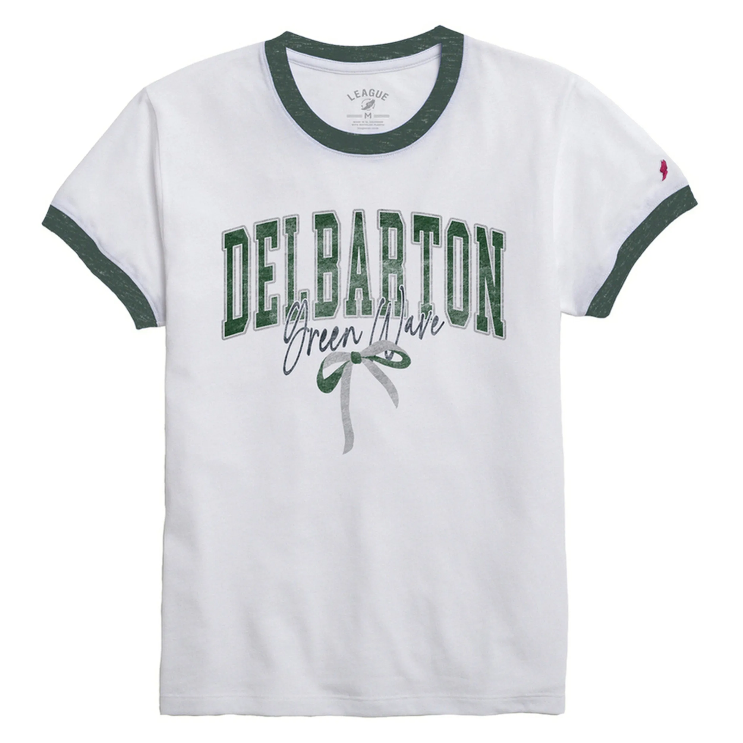 League LADIES Intramural Ringer Tee with Bow - White