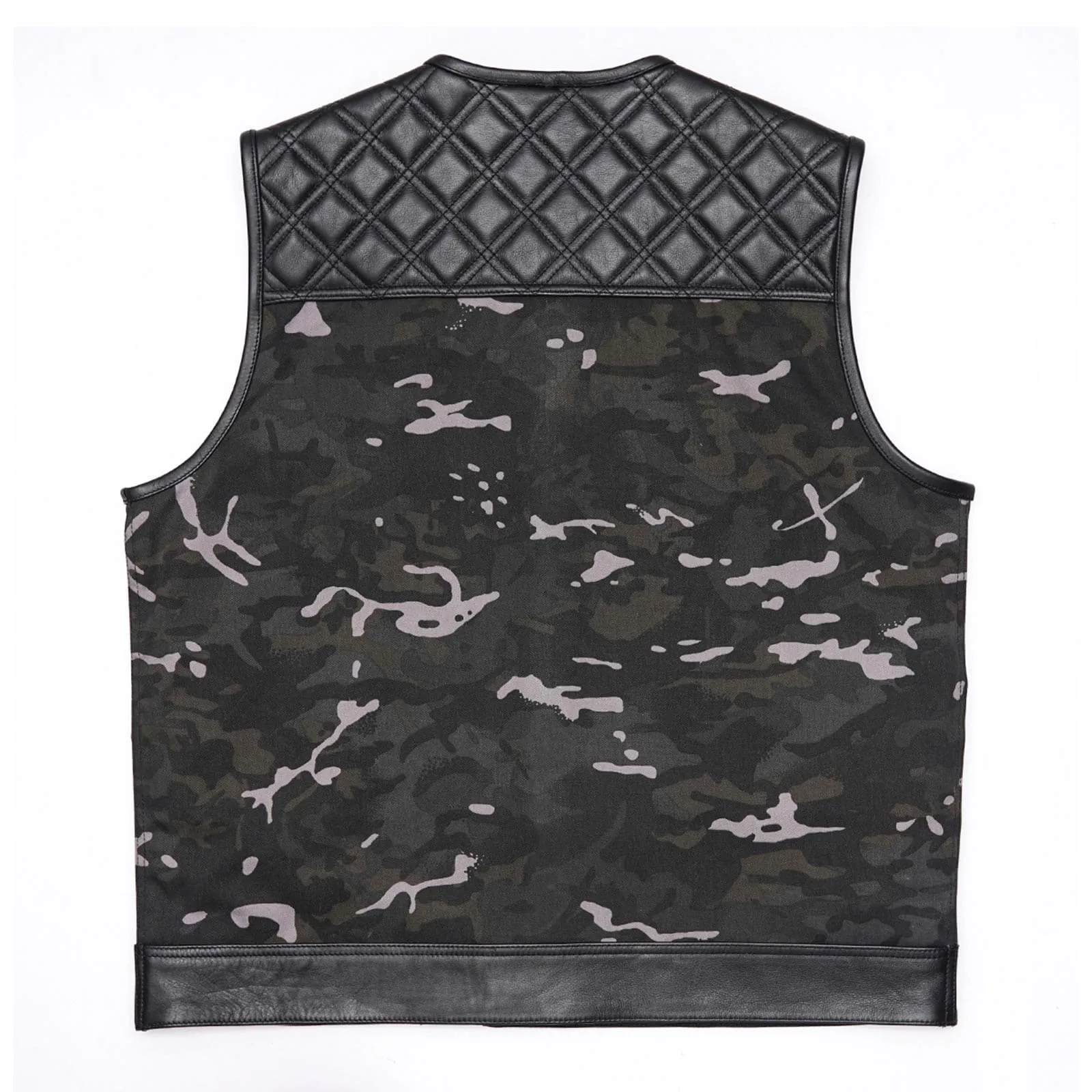 Leatherick Men's Custom Diamond Stitch Camouflage Biker Vest