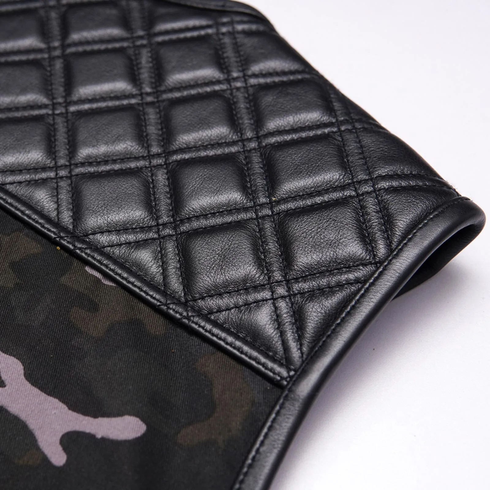 Leatherick Men's Custom Diamond Stitch Camouflage Biker Vest