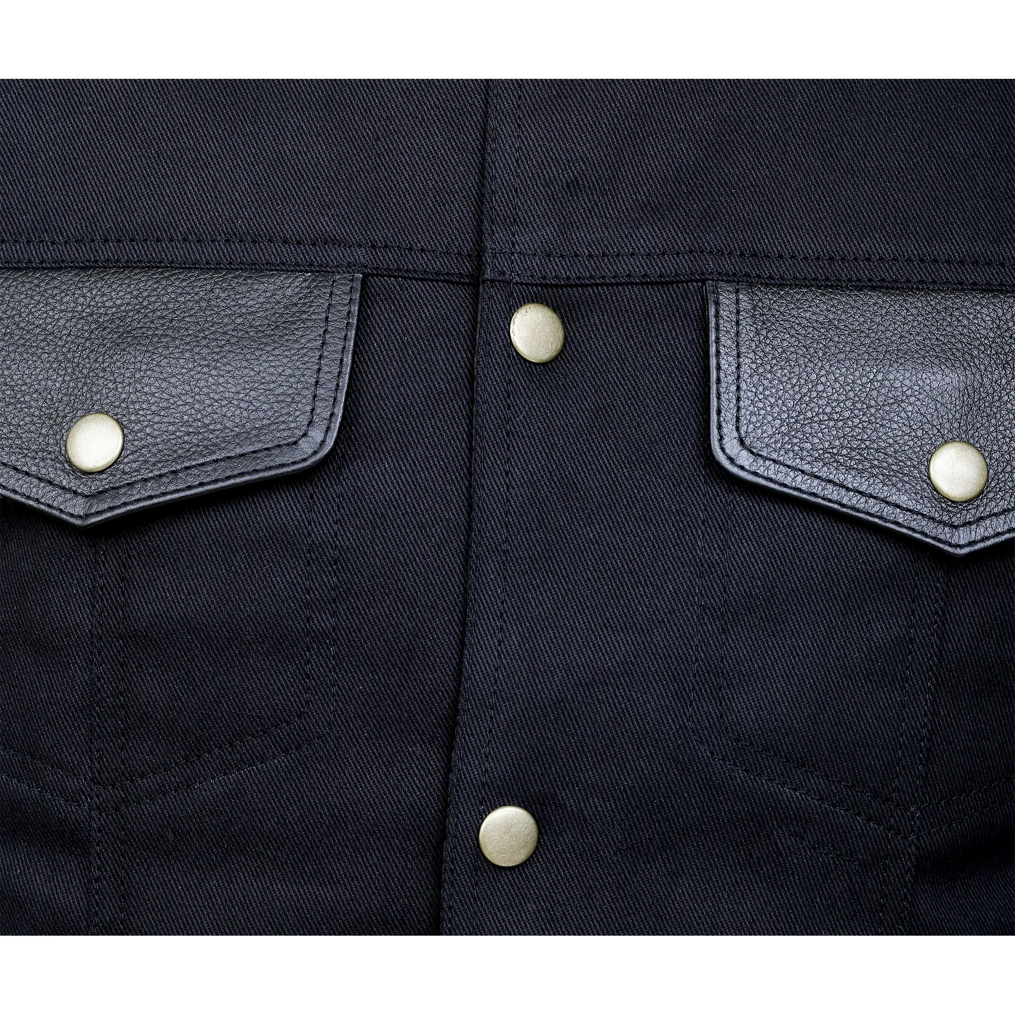 Leatherick Mens SOA Trim Denim Vest with  Side Laces