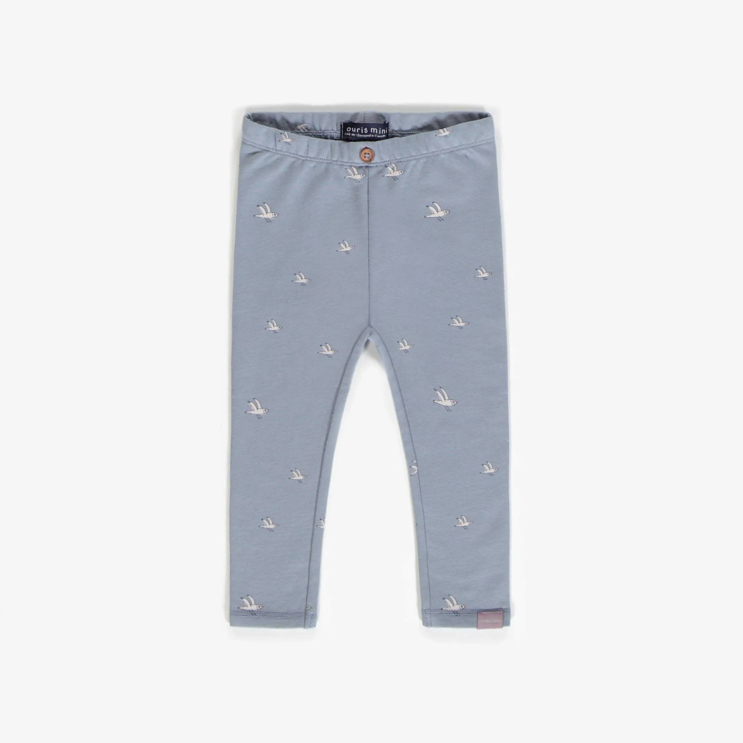 Legging long bleu en coton français extensible, bébé  || Blue long legging in stretch French Terry, baby