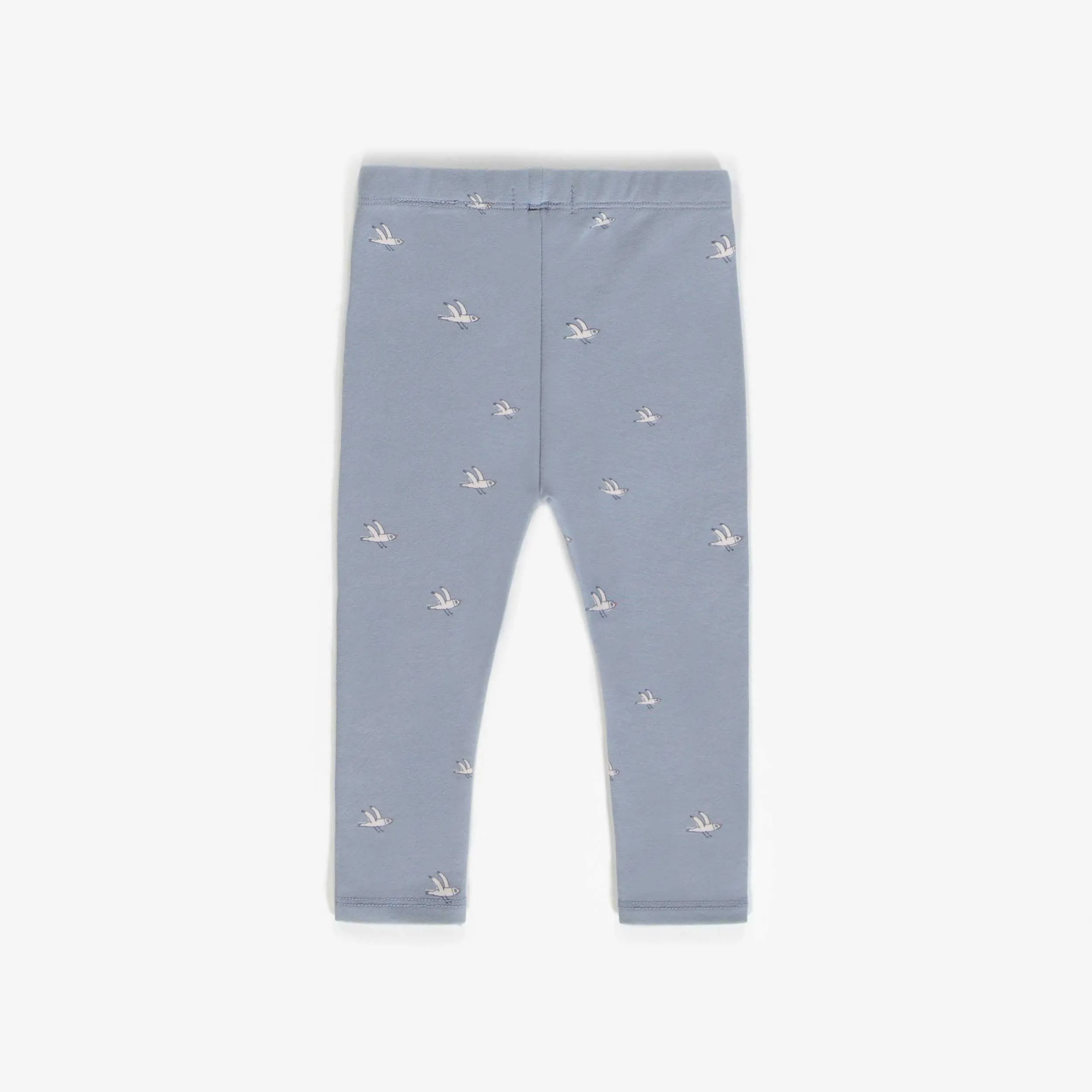 Legging long bleu en coton français extensible, bébé  || Blue long legging in stretch French Terry, baby
