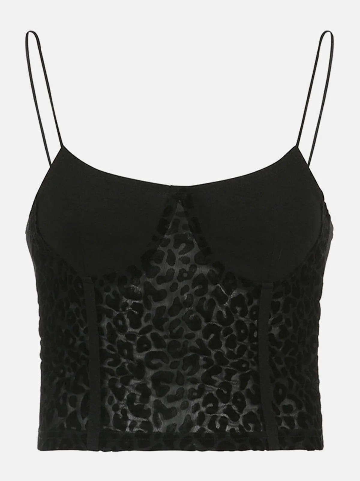 Leopard-print Mesh Patchwork Vest