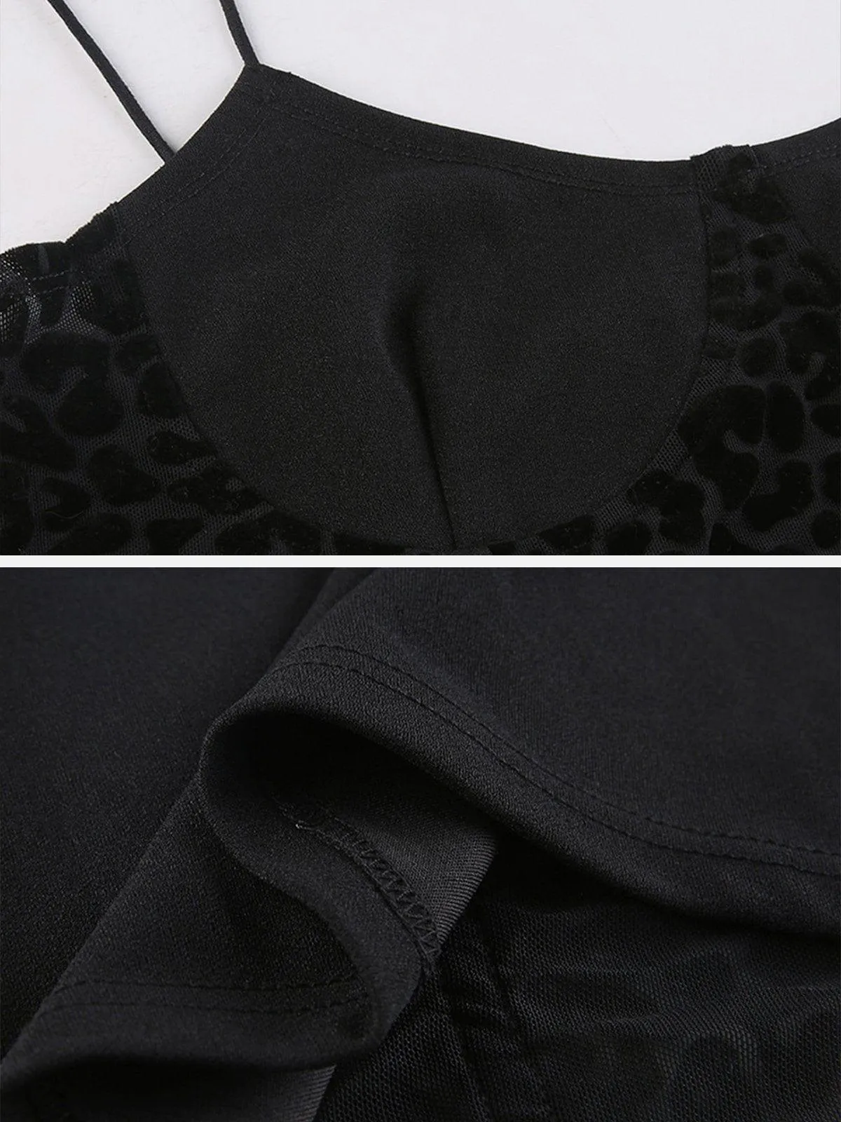 Leopard-print Mesh Patchwork Vest