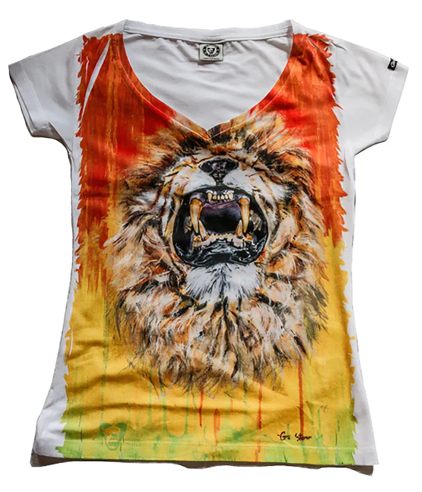 LION Women's V-Neck Tee