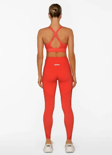 Lorna Jane Circuit Recycled Pocket Booty Ankle Biter Leggings - Hot Tomato