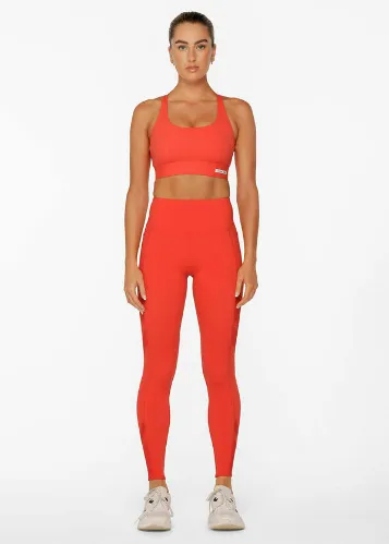 Lorna Jane Circuit Recycled Pocket Booty Ankle Biter Leggings - Hot Tomato