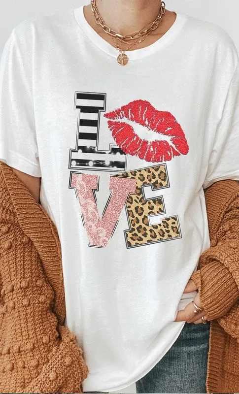 Love Multi Pattern Plus Graphic Tee