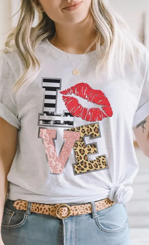 Love Multi Pattern Plus Graphic Tee