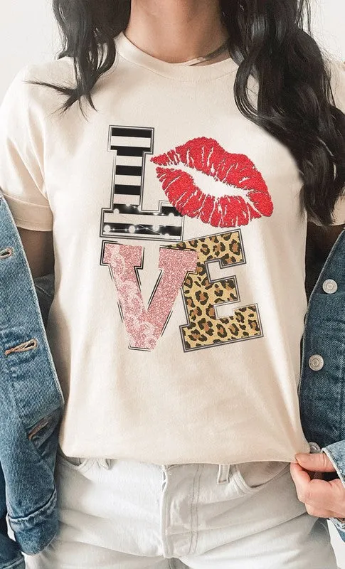 Love Multi Pattern Plus Graphic Tee