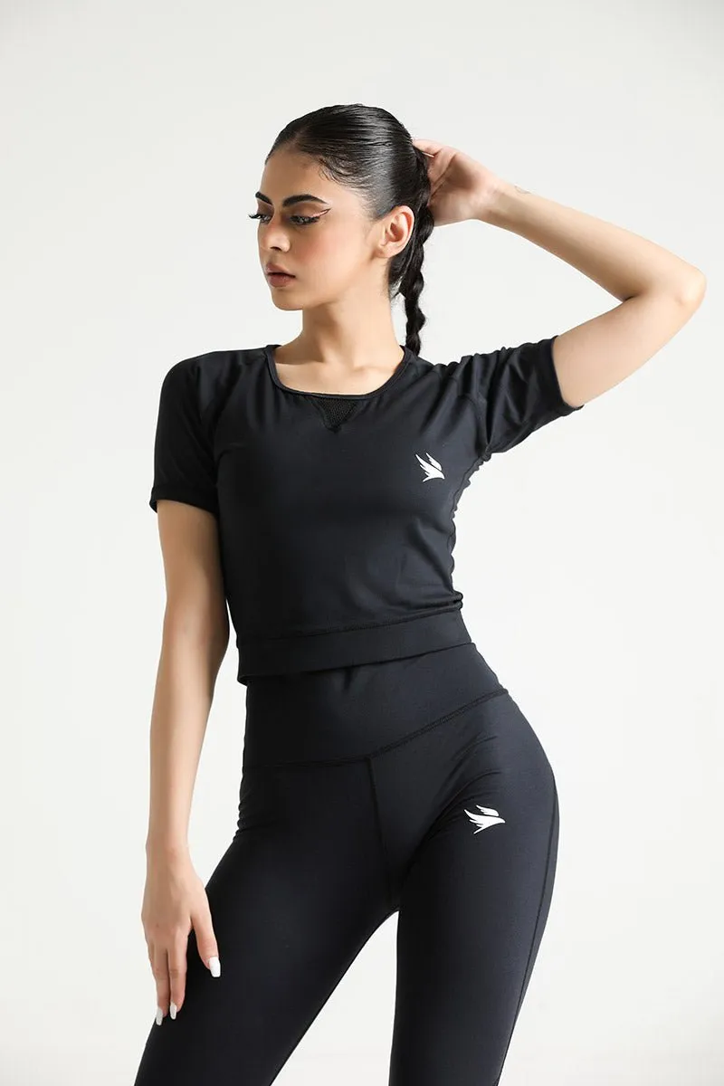 LUNA MESH MIDNIGHT CROP TOP CO-ORD SET