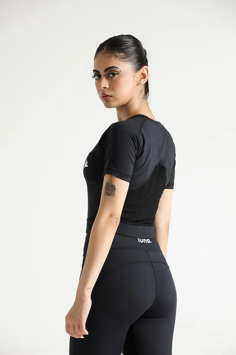 LUNA MESH MIDNIGHT CROP TOP CO-ORD SET