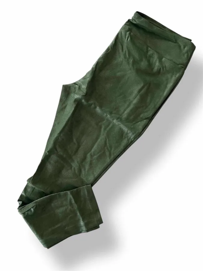 LUXE Leggings - Solid Kombu Green Faux Leather