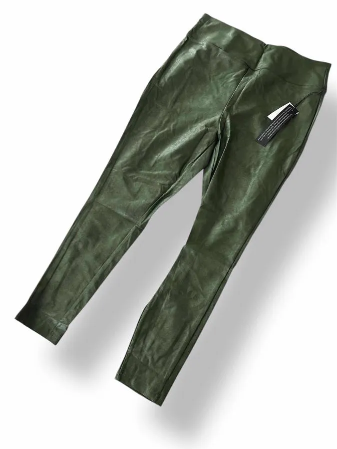LUXE Leggings - Solid Kombu Green Faux Leather