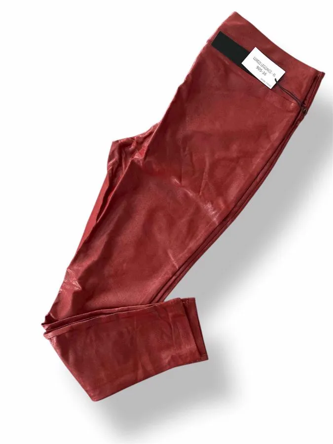 LUXE Leggings - Solid Merlot Red Faux Leather