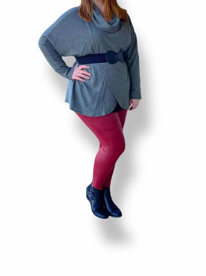 LUXE Leggings - Solid Merlot Red Faux Leather