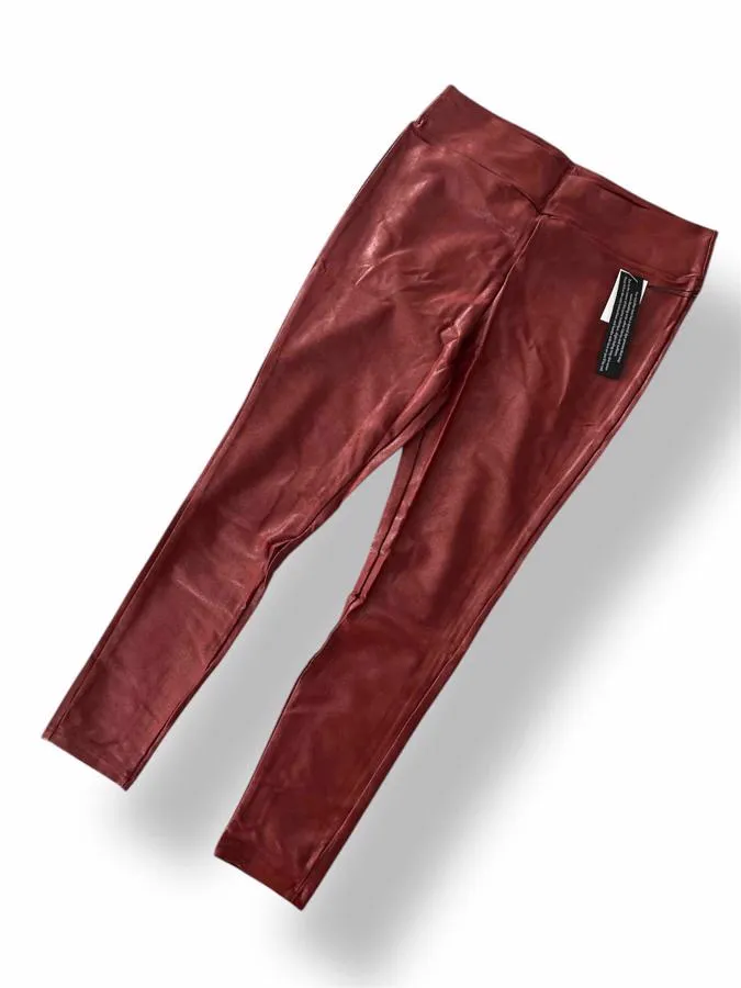 LUXE Leggings - Solid Merlot Red Faux Leather