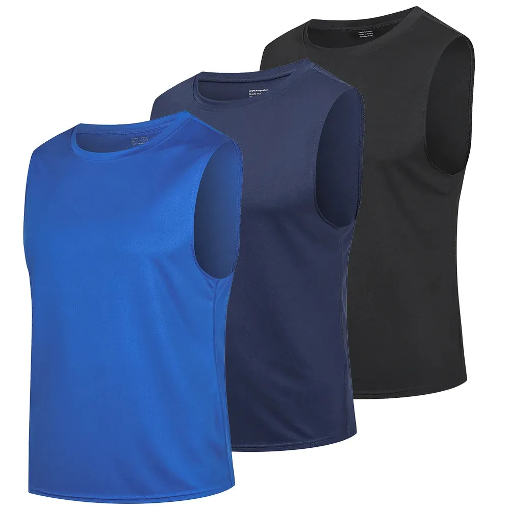 Men's 3 Pack Running Tank Tops - Breathable Workout Muscle Sleeveless T-Shirts, Summer Gym Fitness Vests