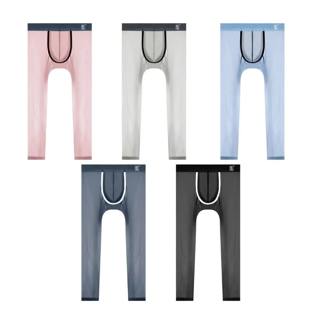 Men's 3D Pouch Ice Silk Mesh Sports Leggings Up to Size XXL- JEWYEE 023JF