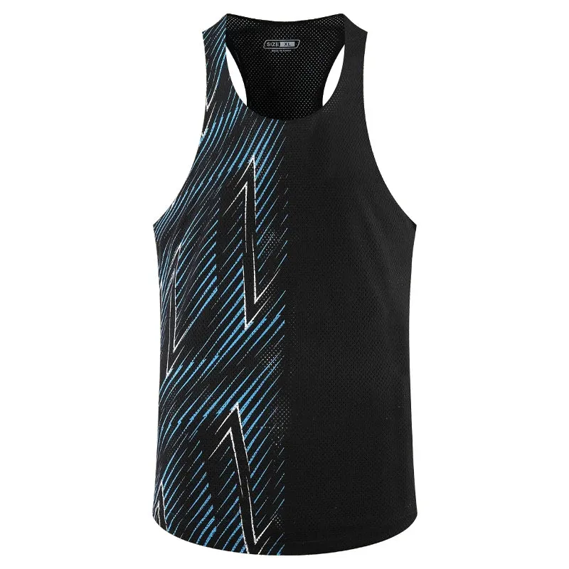 Men's Casual Sport Vests - Quick Dry Breathable Fitness Running Gym Sleeveless Mesh Workout Vests, Prints Bodybuilding Muscle Singlet