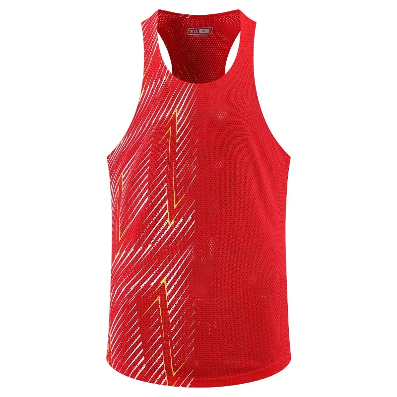Men's Casual Sport Vests - Quick Dry Breathable Fitness Running Gym Sleeveless Mesh Workout Vests, Prints Bodybuilding Muscle Singlet