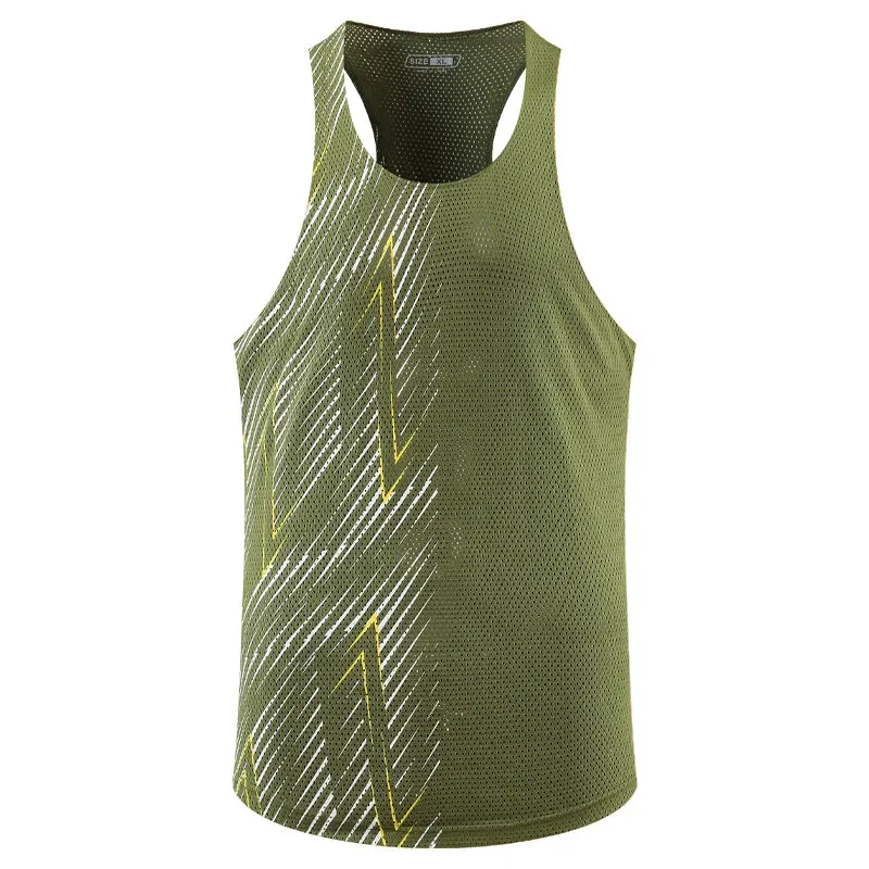Men's Casual Sport Vests - Quick Dry Breathable Fitness Running Gym Sleeveless Mesh Workout Vests, Prints Bodybuilding Muscle Singlet