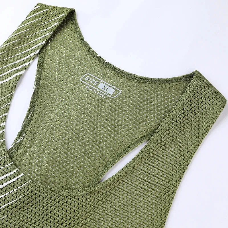 Men's Casual Sport Vests - Quick Dry Breathable Fitness Running Gym Sleeveless Mesh Workout Vests, Prints Bodybuilding Muscle Singlet