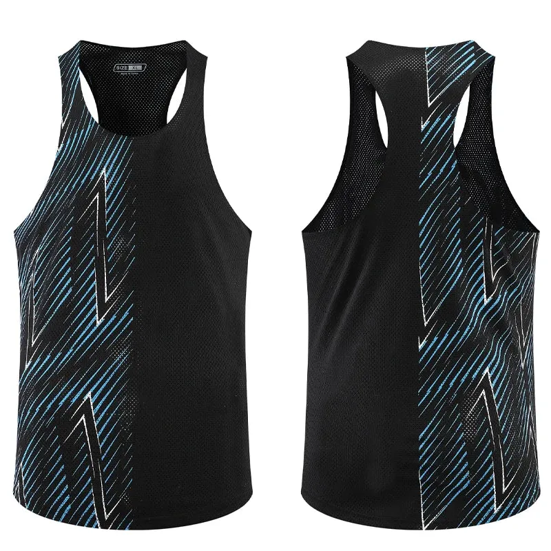 Men's Casual Sport Vests - Quick Dry Breathable Fitness Running Gym Sleeveless Mesh Workout Vests, Prints Bodybuilding Muscle Singlet
