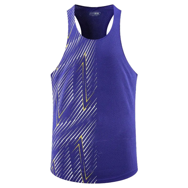 Men's Casual Sport Vests - Quick Dry Breathable Fitness Running Gym Sleeveless Mesh Workout Vests, Prints Bodybuilding Muscle Singlet