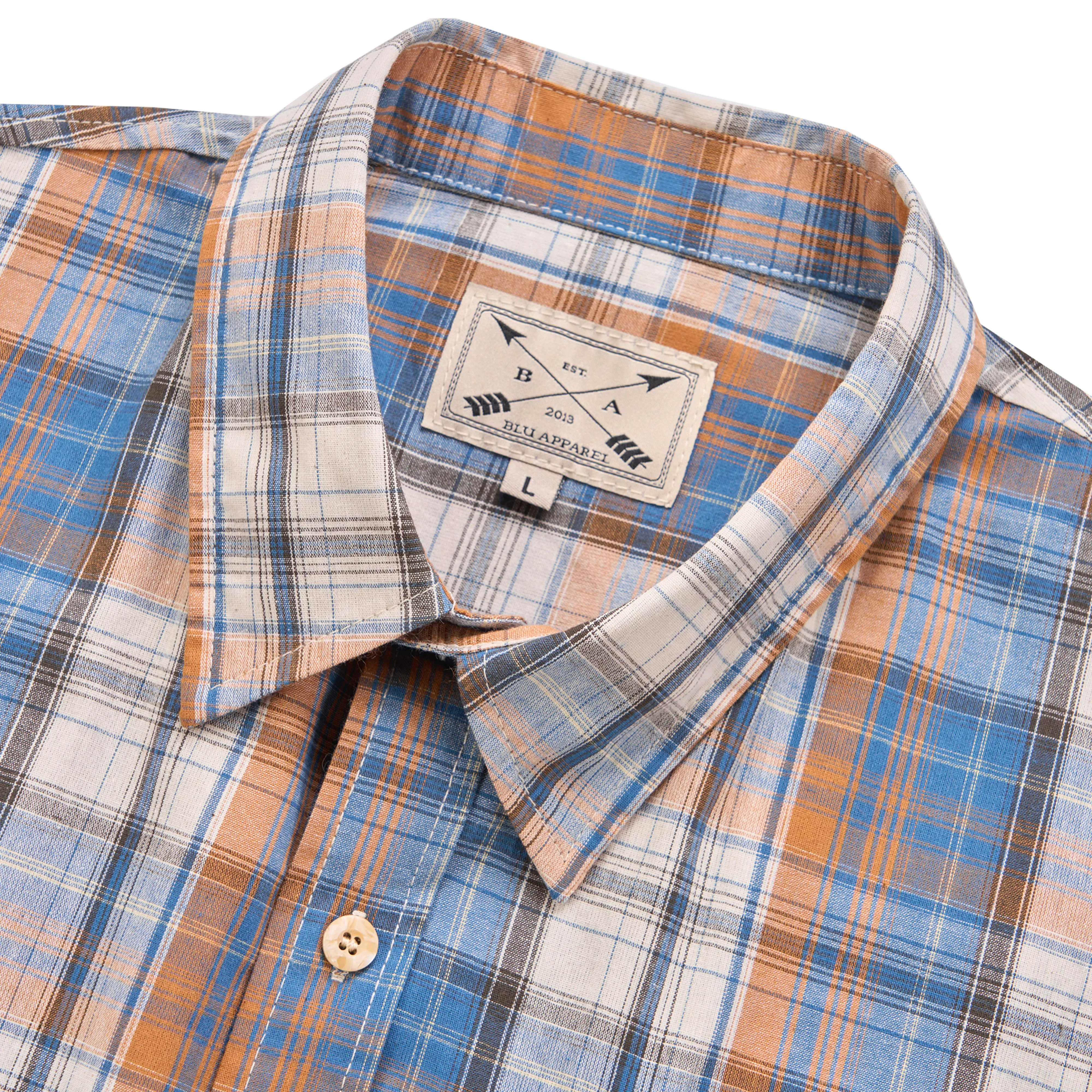 Men's Long Sleeve Checked Cotton Shirt - Red / Ecru