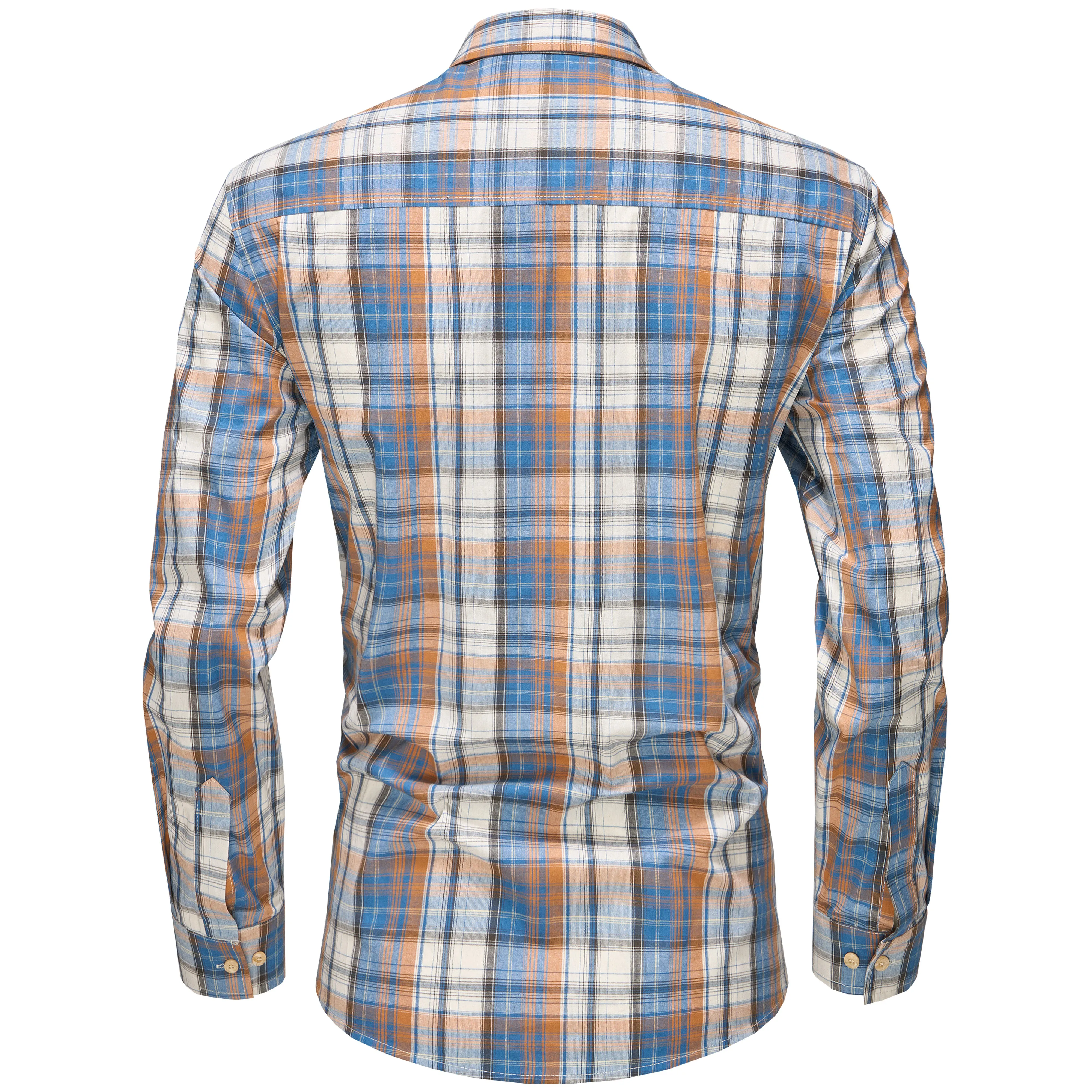 Men's Long Sleeve Checked Cotton Shirt - Red / Ecru