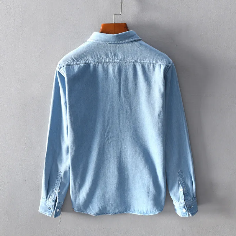 Men's Long Sleeve Flannel Denim Shirt