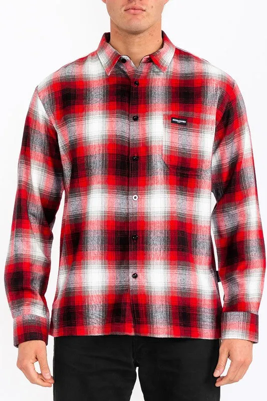 Mens Plaid Long Sleeve Flannel