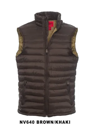 Men's Puffer Workwear/Streetwear Sleeveless Vest-NV640-BROWN/KHAKI