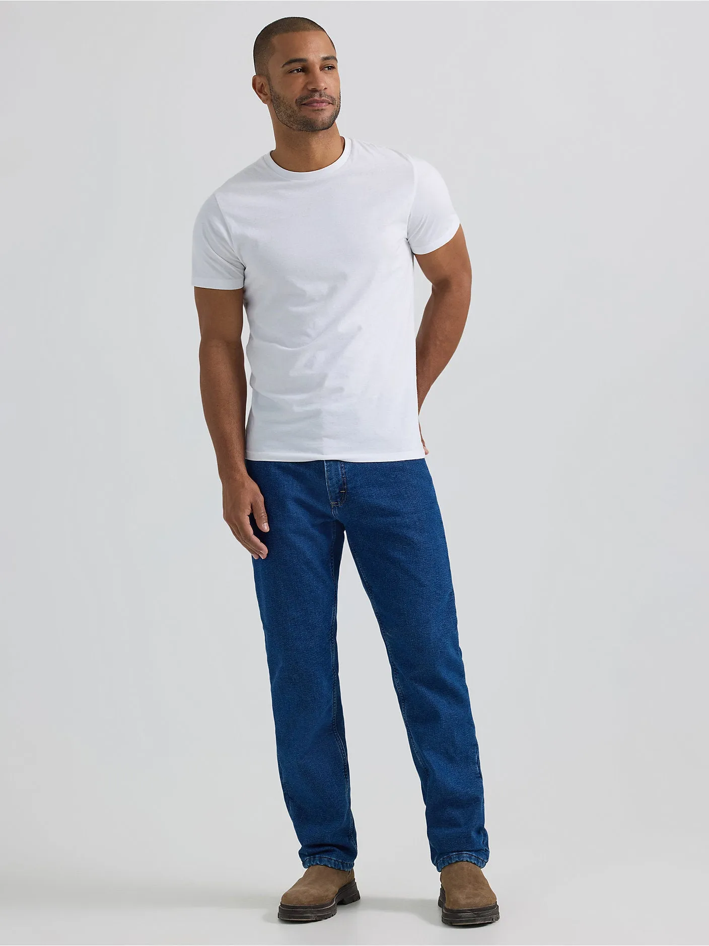 Men's Relaxed Fit Flannel and Fleece Lined Straight Leg Jean - 112357648