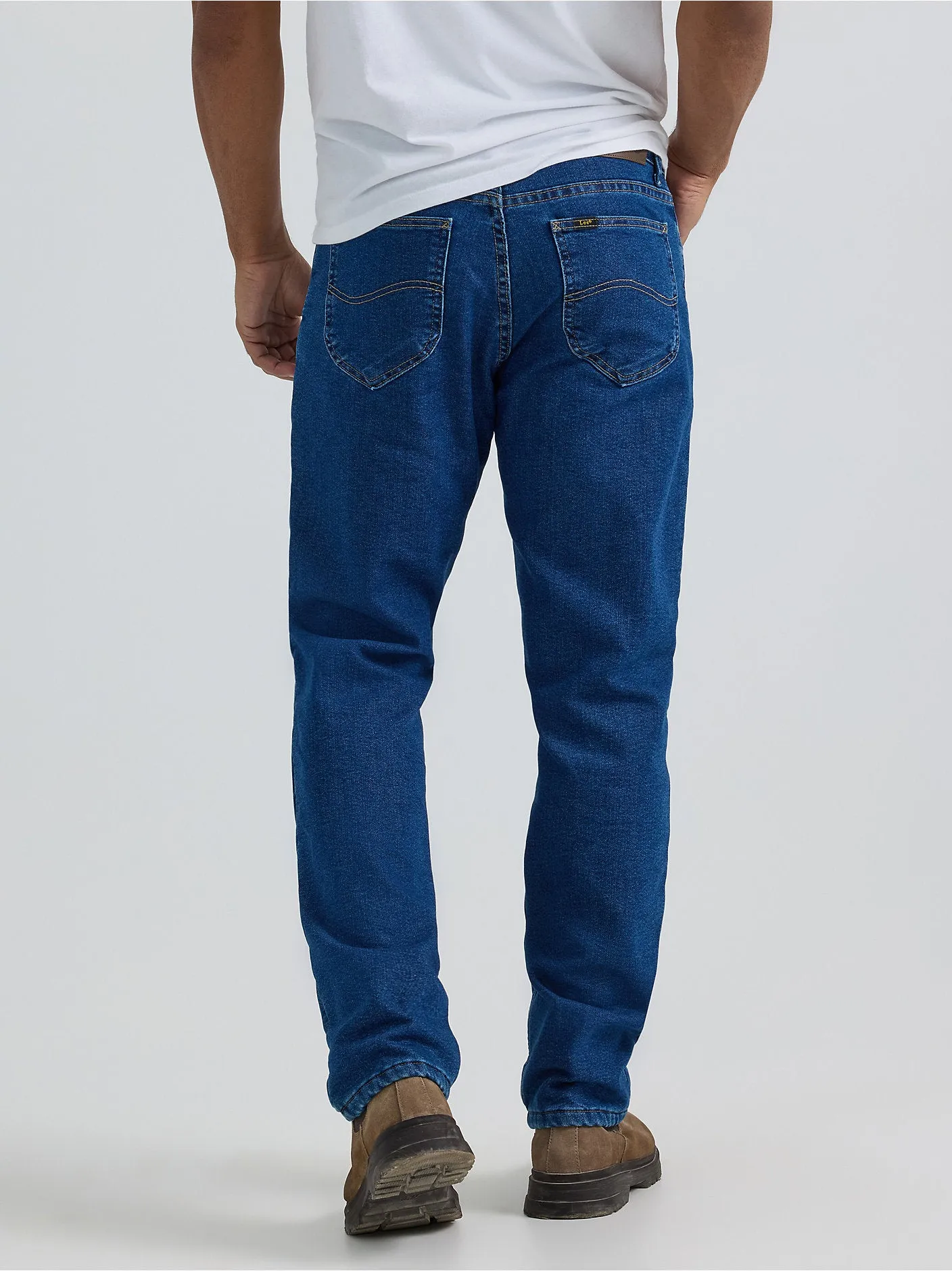 Men's Relaxed Fit Flannel and Fleece Lined Straight Leg Jean - 112357648