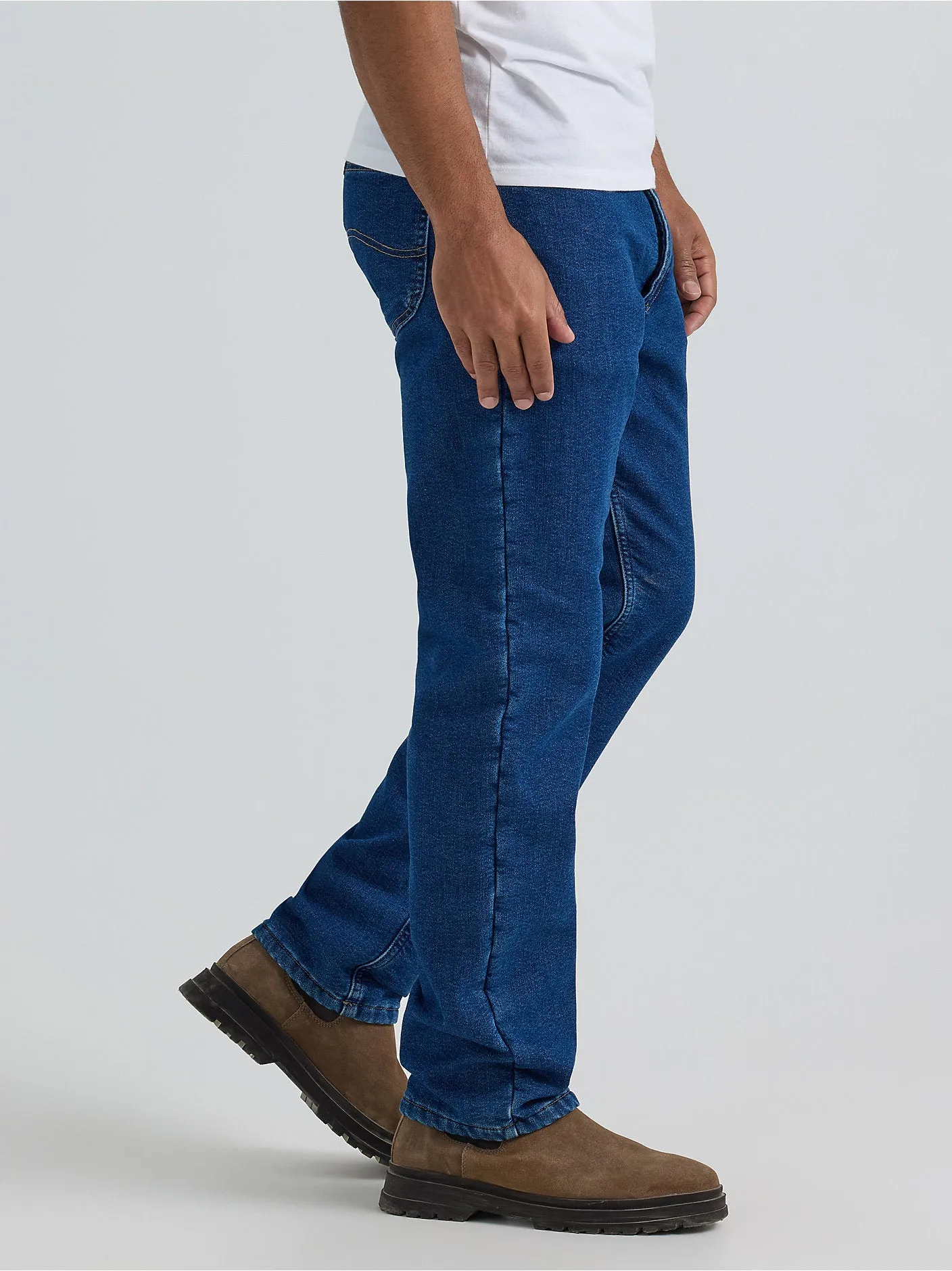 Men's Relaxed Fit Flannel and Fleece Lined Straight Leg Jean - 112357648
