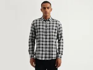 Men's Slim Fit Spread Collar Checked Shirts