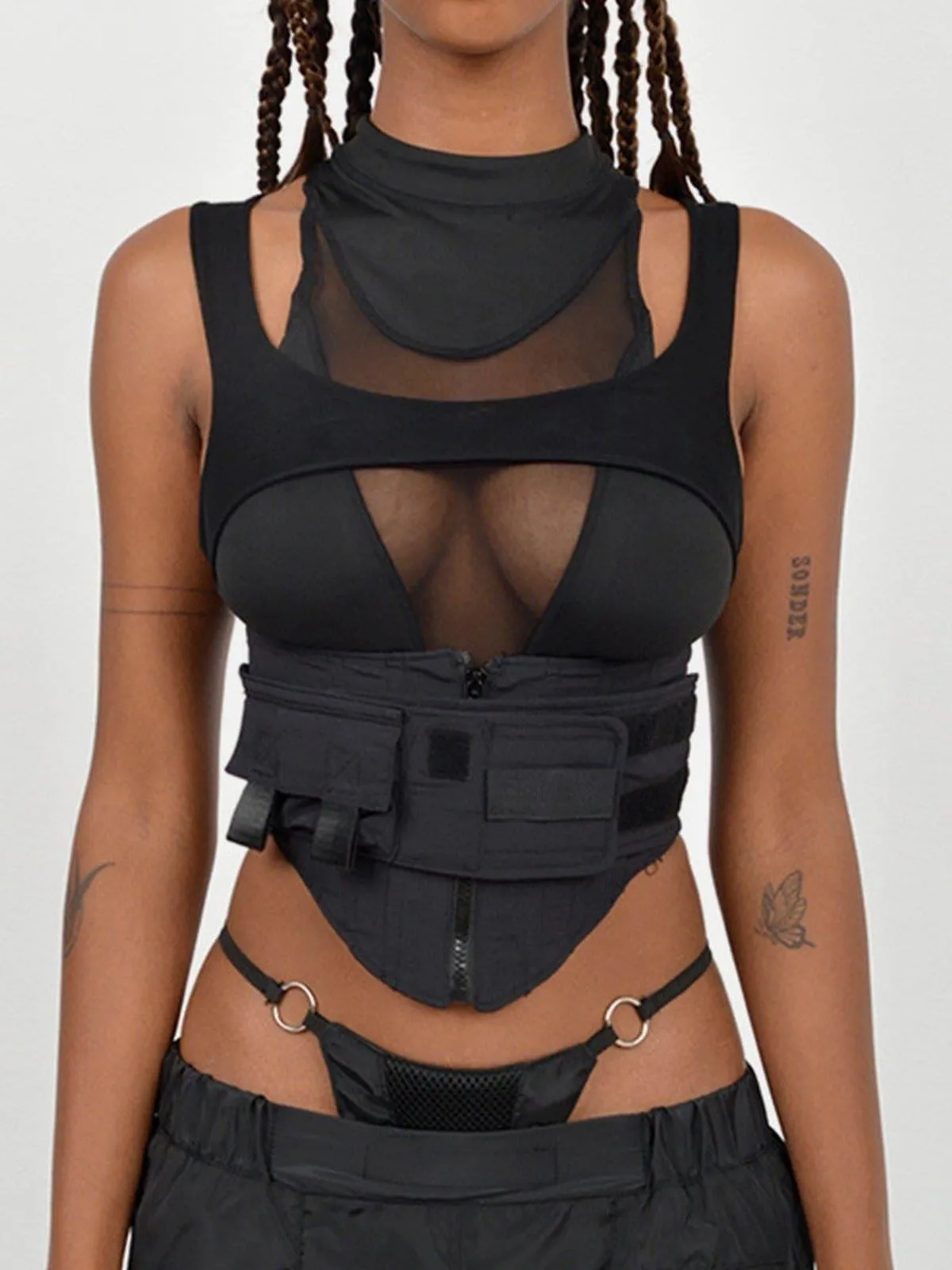 Mesh Hollow Patchwork Vest
