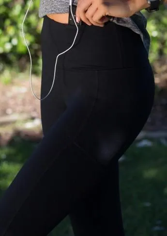 Mesh Insert F/L High Wasited Leggings - Black