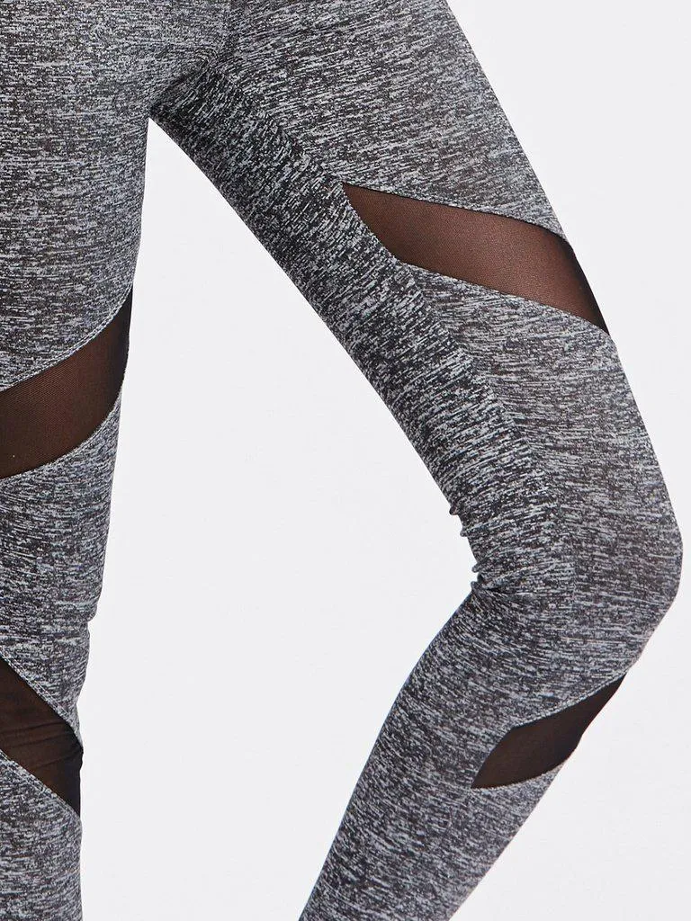 Mesh Insert Marled Knit Leggings