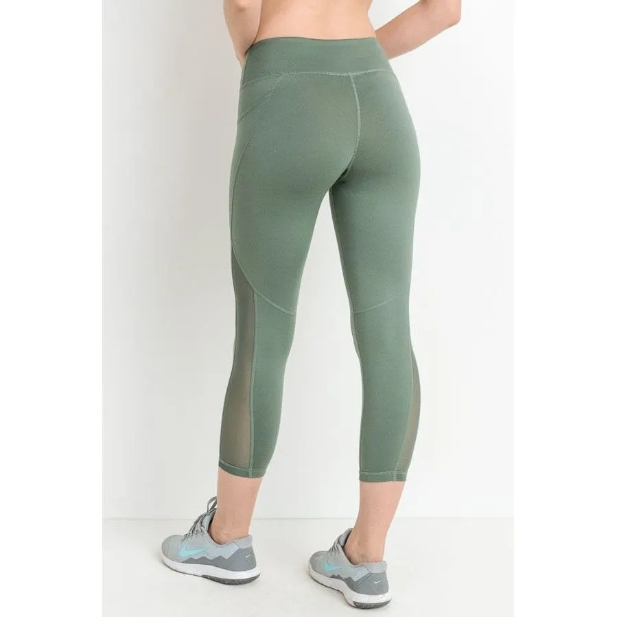 Mesh Overlay Pocket Capri Leggings