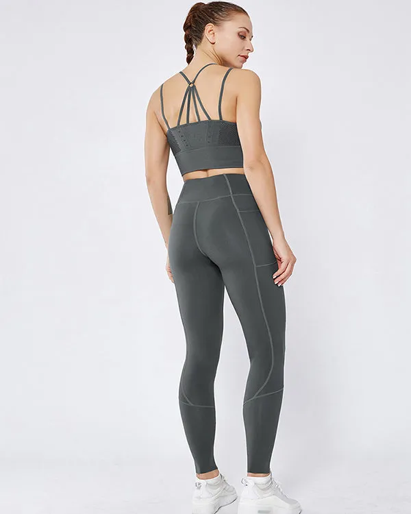 Mesh Side Pockets High Waisted Leggings