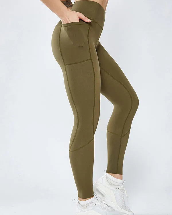 Mesh Side Pockets High Waisted Leggings