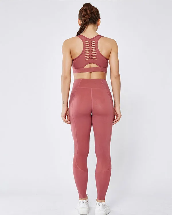 Mesh Side Pockets High Waisted Leggings